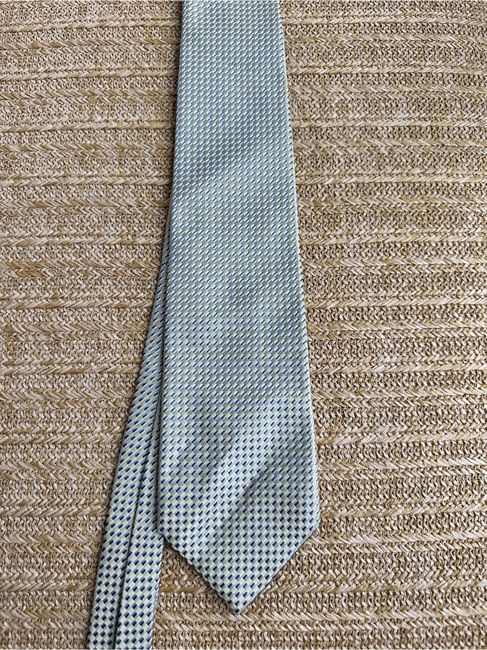 Vintage Light Blue Micro-Check Men's Tie - Classic Formal Accessory